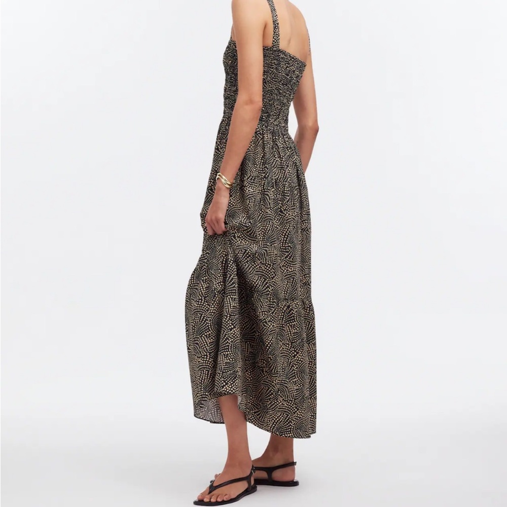 MADEWELL Smocked Drop-Waist Spiral Dot Black Cream Cotton Maxi Dress SUM 24 SM? - Picture 7 of 14